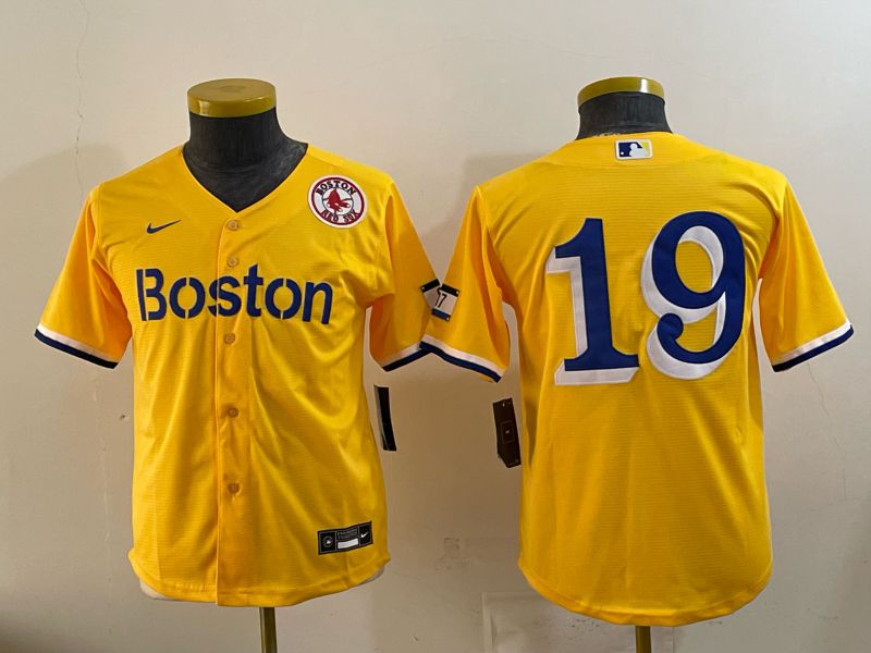 Youth 2025 Boston Red Sox #19 No Name Yellow City Edition Nike MLB Jersey style 07->youth mlb jersey->Youth Jersey